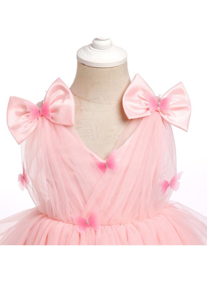 IMEKIS First Birthday Outfit Girl: Butterfly Dress for Toddler 2nd 3rd 4th 5th Birthday Cake Smash Photoshoot Kids Princess Formal Spring Baby Tulle Party Wedding Gowns Pink Butterfly 4-5T - Image 2
