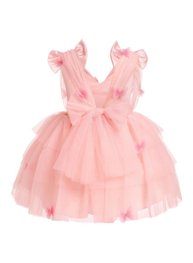 IMEKIS First Birthday Outfit Girl: Butterfly Dress for Toddler 2nd 3rd 4th 5th Birthday Cake Smash Photoshoot Kids Princess Formal Spring Baby Tulle Party Wedding Gowns Pink Butterfly 4-5T - Image 3