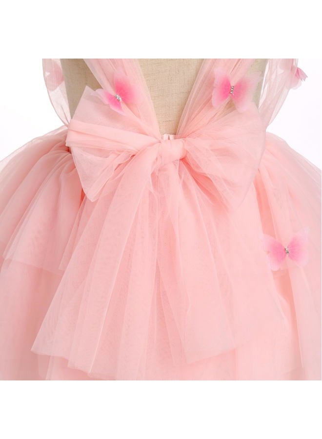IMEKIS First Birthday Outfit Girl: Butterfly Dress for Toddler 2nd 3rd 4th 5th Birthday Cake Smash Photoshoot Kids Princess Formal Spring Baby Tulle Party Wedding Gowns Pink Butterfly 4-5T - Image 4