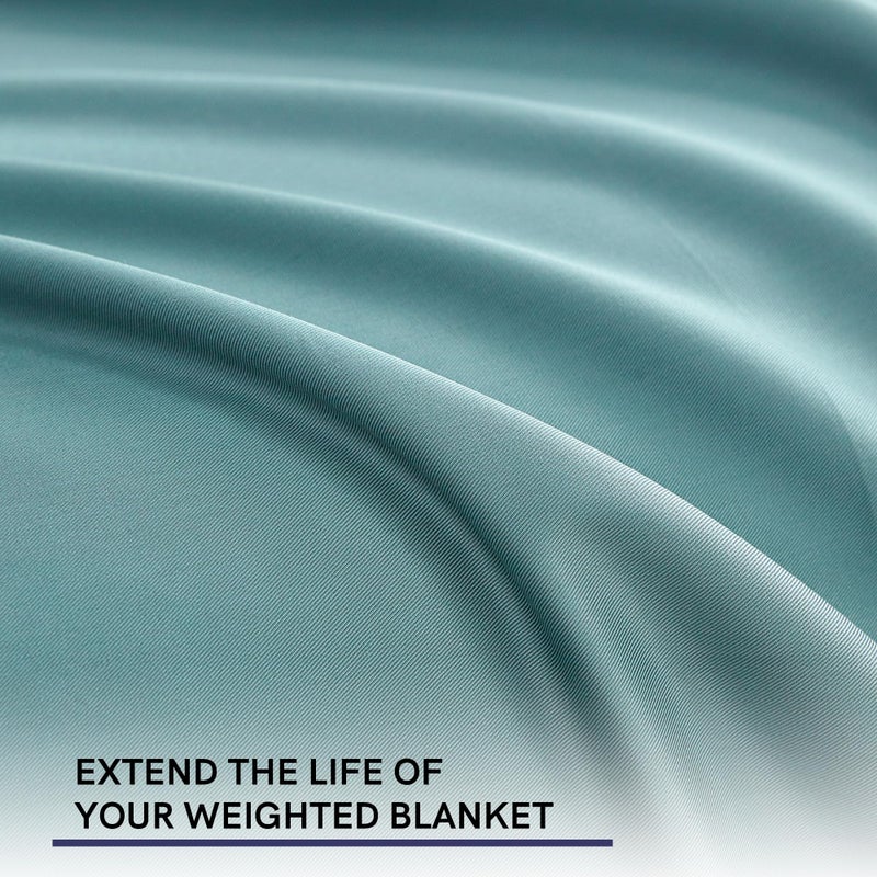 YnM Cooling Duvet Cover for Weighted Blankets with 16 Strings (Sea Grass, 60"x80") - Image 4