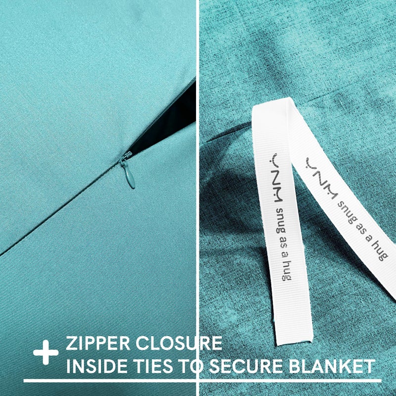 YnM Cooling Duvet Cover for Weighted Blankets with 16 Strings (Sea Grass, 60"x80") - Image 3