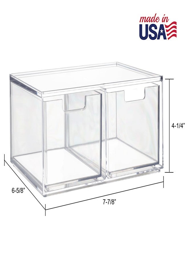 STORi Chloe 4 Drawer Clear Makeup Organizer | Sort Cosmetics and Beauty Supplies | Set Includes Two Stackable Double Drawer Units | Made in USA - Image 5