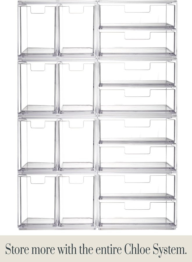 STORi Chloe 4 Drawer Clear Makeup Organizer | Sort Cosmetics and Beauty Supplies | Set Includes Two Stackable Double Drawer Units | Made in USA - Image 4