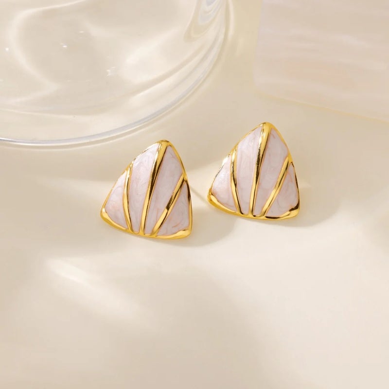 The Black Pearl Accessories Golden White Stainless Steel Earring - Image 2