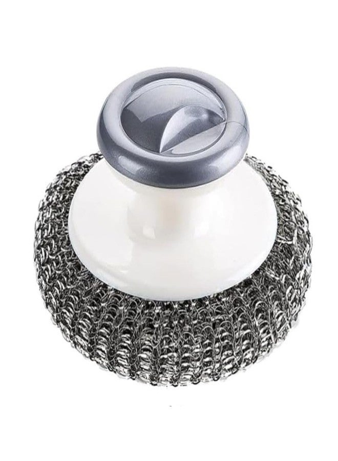 Aannie Kitchen Soap Dispensing, Pressing Cleaning Brush for Restaurant, Ball Pot Scrubber, Liquid Soap Dispenser for Sink, Metal Dish Kitchen Scrubbers with Handle (Washing Scrubber 1PCS) - Image 1