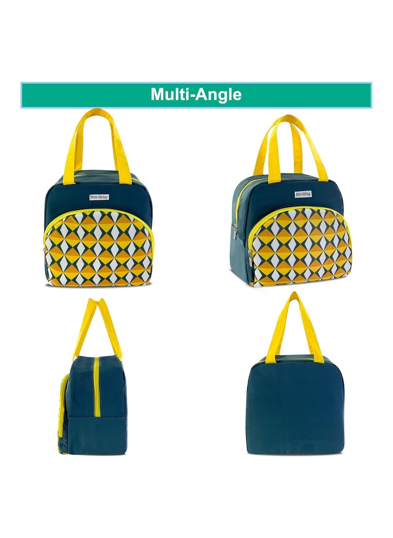 KASTWAVE Reusable Lunch Bags, Stylish Lunch Tote - Geometric Design, Insulated Handbag for Women/Men - Reusable, Leakproof, Waterproof Lunch Box for Work/Office/Picnic/Travel (Dark Green)  - Image 5