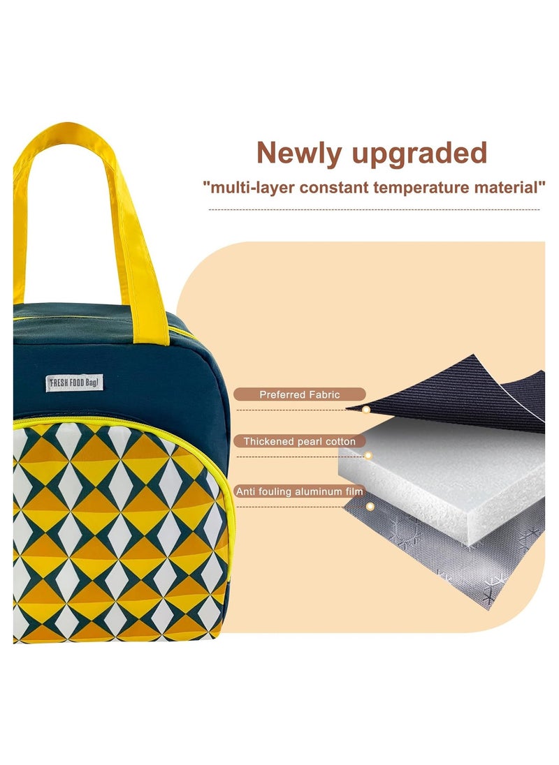 KASTWAVE Reusable Lunch Bags, Stylish Lunch Tote - Geometric Design, Insulated Handbag for Women/Men - Reusable, Leakproof, Waterproof Lunch Box for Work/Office/Picnic/Travel (Dark Green)  - Image 4