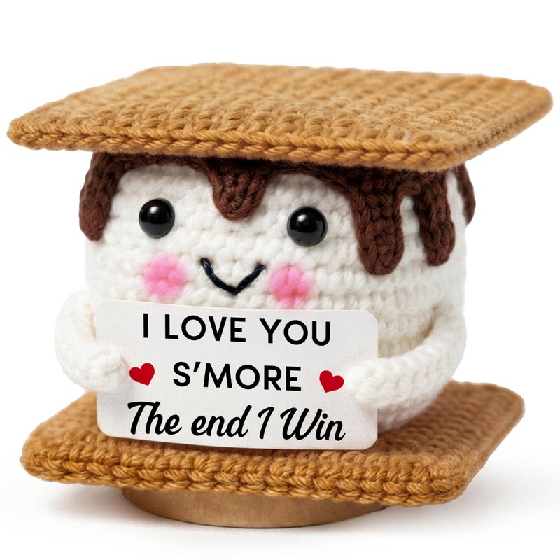 SUCHAGIFT Couple Gifts - Anniversary, Birthday, Valentines Day Gifts for Him, Her, Boyfriend, Girlfriend, Wife, Husband - Love Emotional Inspirational Positive Support S'More Crochet Doll - Image 1