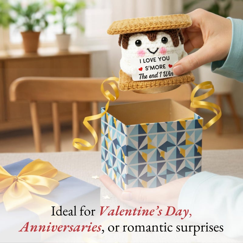 SUCHAGIFT Couple Gifts - Anniversary, Birthday, Valentines Day Gifts for Him, Her, Boyfriend, Girlfriend, Wife, Husband - Love Emotional Inspirational Positive Support S'More Crochet Doll - Image 5