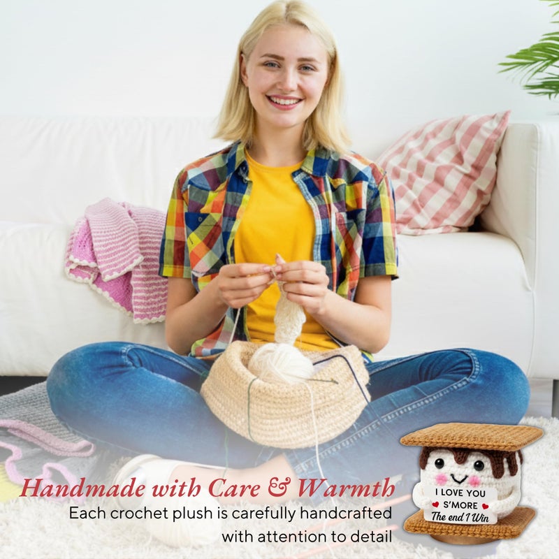 SUCHAGIFT Couple Gifts - Anniversary, Birthday, Valentines Day Gifts for Him, Her, Boyfriend, Girlfriend, Wife, Husband - Love Emotional Inspirational Positive Support S'More Crochet Doll - Image 3