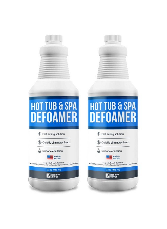 Essential Values Hot Tub Foam Eliminator, 2 Pack Pool & Spa Defoamer (32oz/ Bottles) - Eliminate Foam Without Harsh Hot Tub Chemicals, Eco-Friendly & Safe w/Silicone Anti Foam. Get Foam Down and Enjoy Leisure Time  - Image 1