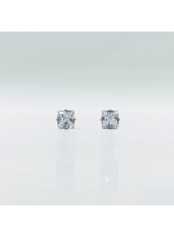 ايرس أقراط مرصعة بالزركونيا المكعبة الفضية للأطفال، مقاس 3 مم | فولاذ مقاوم للصدأ - Image 2