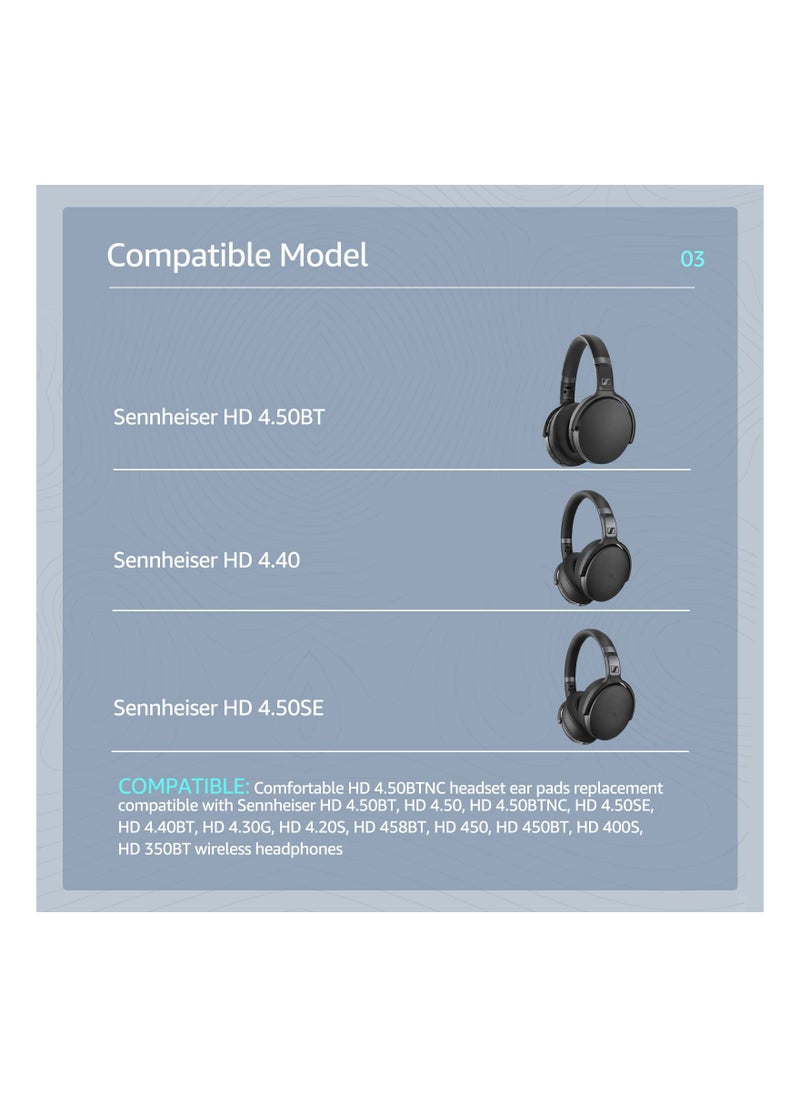 SYOSI - Frozen Replacement Earpad for Sennheiser Headphones, Fits HD4.50BT/ HD4.50/ HD4.50BTNC/ HD458BT/ HD450/ HD450BT, Headset Ear Cushion with Soft Clothes & Memory Foam (Black) - Image 1