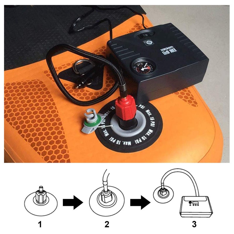 Oumers Inflatable SUP Pump Adaptor Air Pump Converter, 4 Standards Conventional Air Valve Attachment for Inflatable Boat, Stand Up Paddle Board, Inflatable Bed, Etc - Image 4