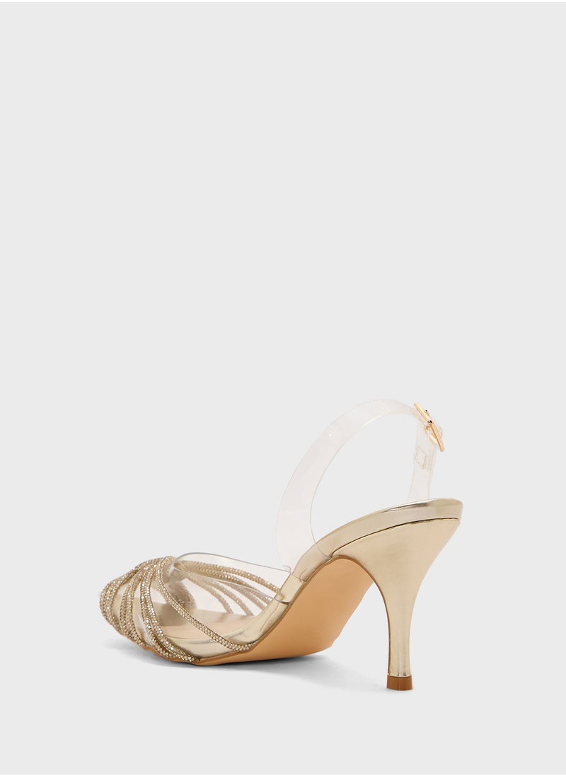 Truffle - Diamante Embilleshed Pointy Pump - Image 1