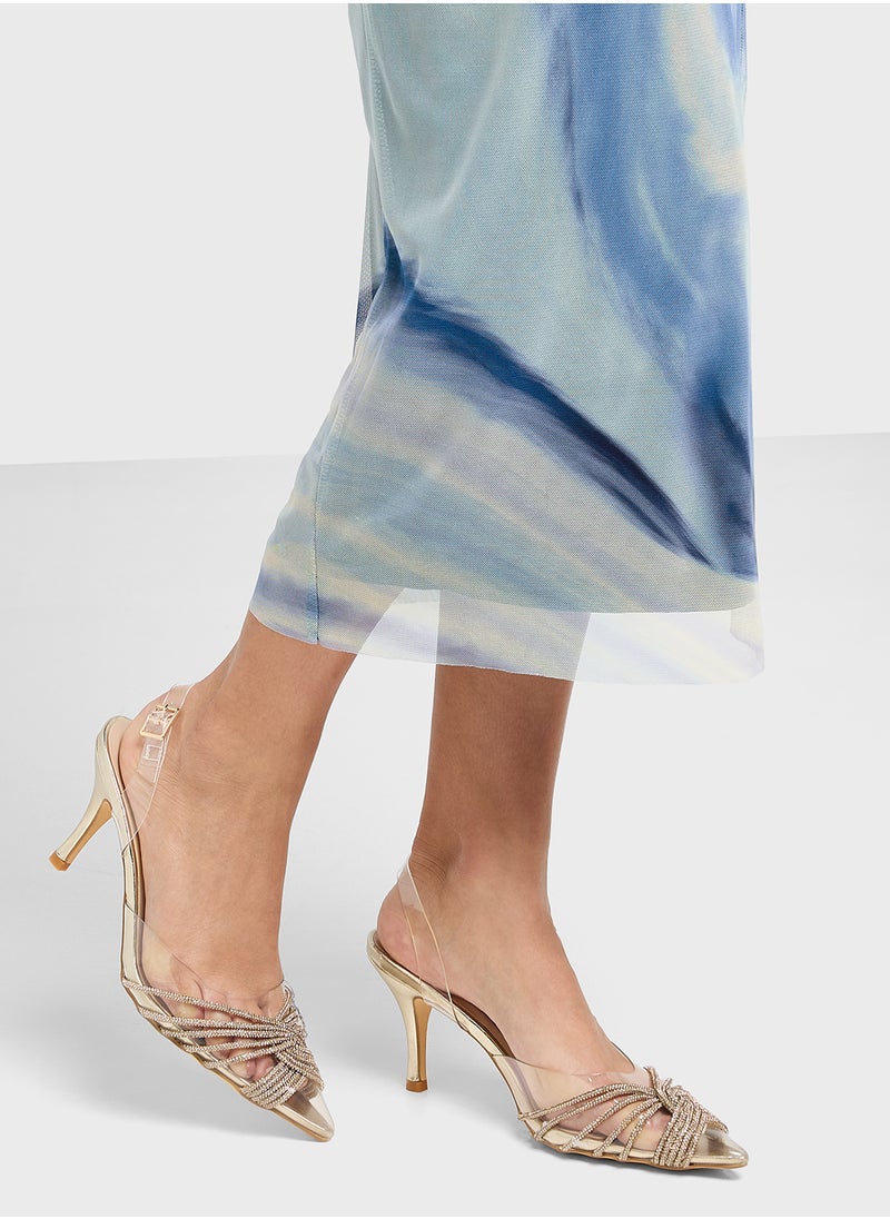 Truffle - Diamante Embilleshed Pointy Pump - Image 1