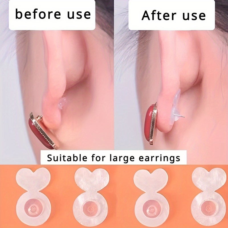 PETO 6 Pcs Silicone Earring Backs for Heavy Earrings, Invisible Lifting Support Pads, Anti-Sagging Earring Lifters for Studs and Drops - Image 2