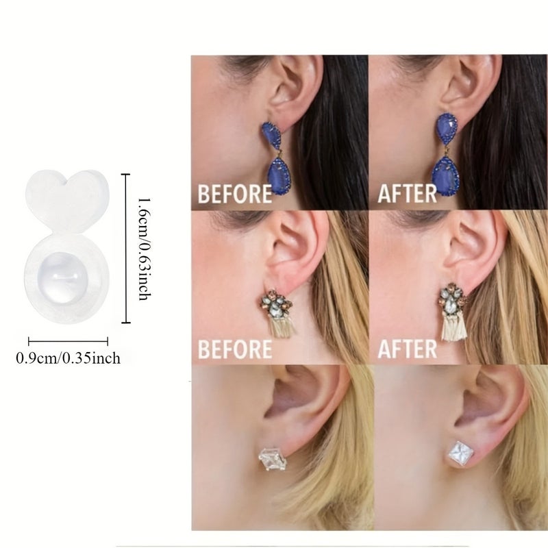 PETO 6 Pcs Silicone Earring Backs for Heavy Earrings, Invisible Lifting Support Pads, Anti-Sagging Earring Lifters for Studs and Drops - Image 5