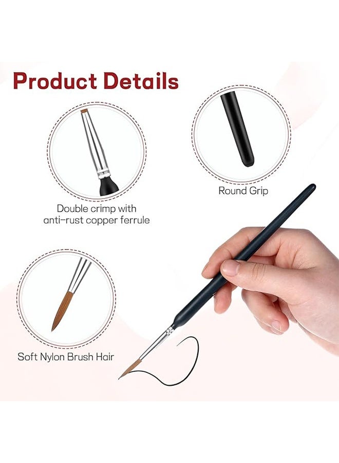 واي جيه مجموعة فرش بطانة Art Script المكونة من 11 قطعة مع شعر ابن أسود ، فرشاة طلاء دقيقة مصغرة صغيرة رقيقة مجموعة فرشاة طلاء أكريليك مصغرة - Image 3