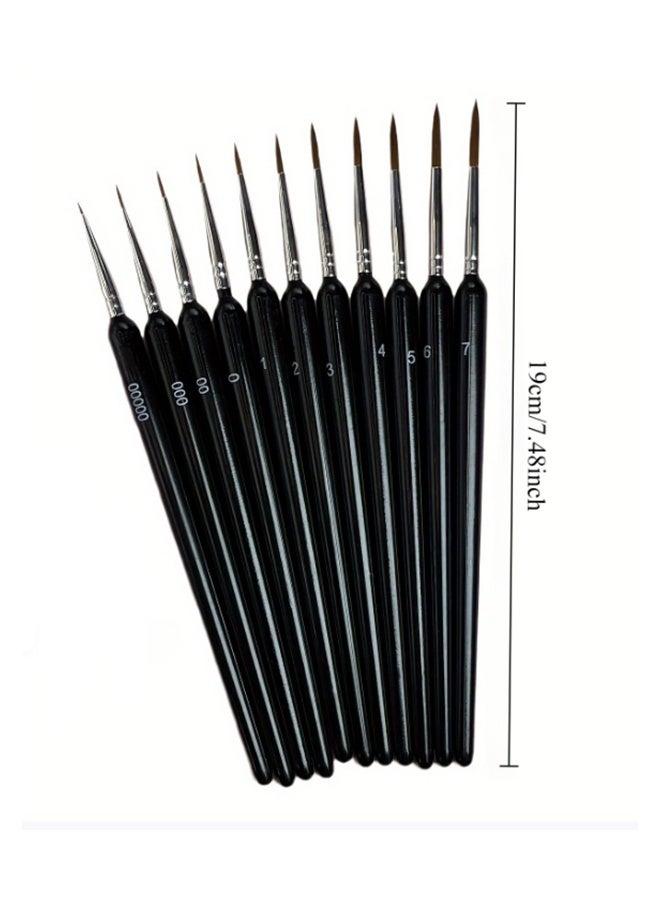 واي جيه مجموعة فرش بطانة Art Script المكونة من 11 قطعة مع شعر ابن أسود ، فرشاة طلاء دقيقة مصغرة صغيرة رقيقة مجموعة فرشاة طلاء أكريليك مصغرة - Image 2