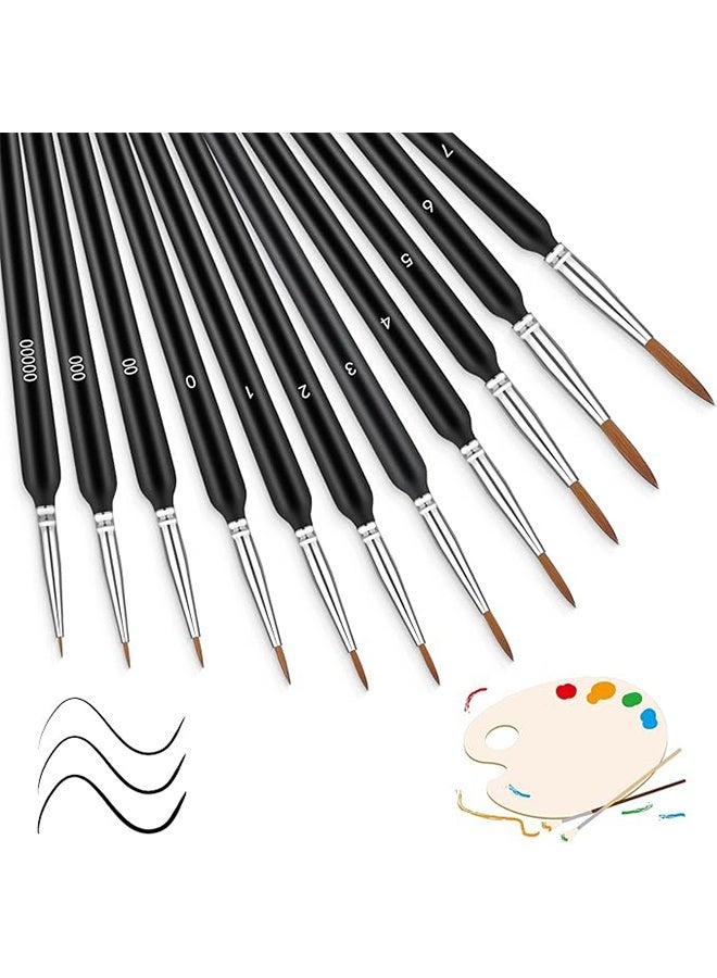 واي جيه مجموعة فرش بطانة Art Script المكونة من 11 قطعة مع شعر ابن أسود ، فرشاة طلاء دقيقة مصغرة صغيرة رقيقة مجموعة فرشاة طلاء أكريليك مصغرة - Image 4