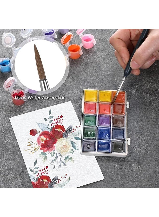 واي جيه مجموعة فرش بطانة Art Script المكونة من 11 قطعة مع شعر ابن أسود ، فرشاة طلاء دقيقة مصغرة صغيرة رقيقة مجموعة فرشاة طلاء أكريليك مصغرة - Image 5