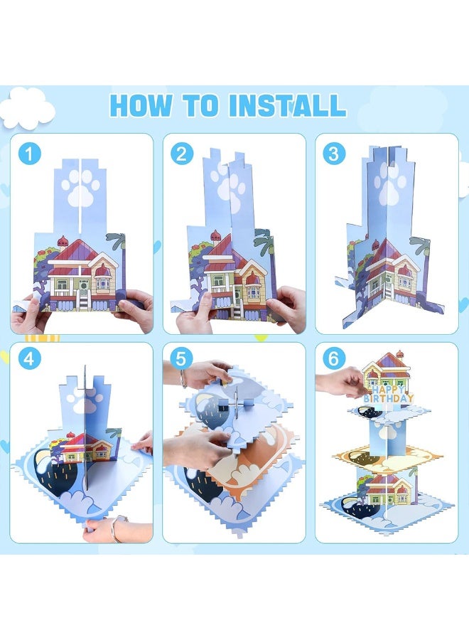 ILovhaprty 3 Tier Cupcake Stand for Bluey Party, Bluey Birthday Cake Stand Dessert Display, Kids Party Cupcake Holder Decoration for Birthday Party Supplies - Image 3