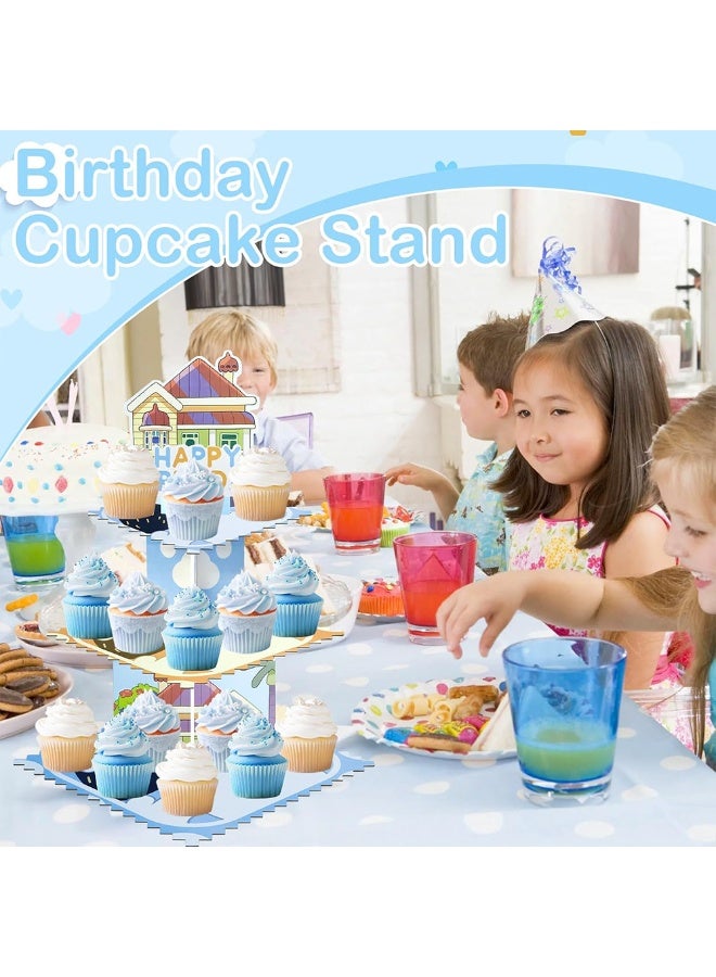 ILovhaprty 3 Tier Cupcake Stand for Bluey Party, Bluey Birthday Cake Stand Dessert Display, Kids Party Cupcake Holder Decoration for Birthday Party Supplies - Image 4