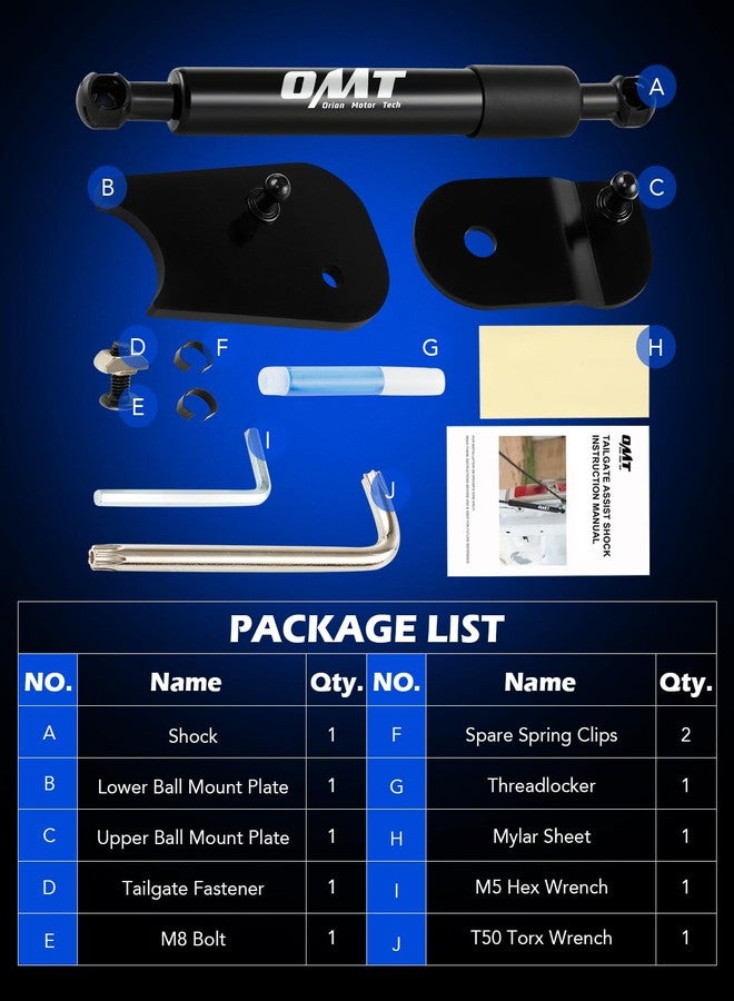 Orion Motor Tech Truck Tailgate Assist, Pickup Tailgate Lift Assist Kit Compatible with 2022 to 2025 Ford Maverick, Heavy Duty Steel Tailgate Shock Absorber Tailgate Damper with Mount - Image 5