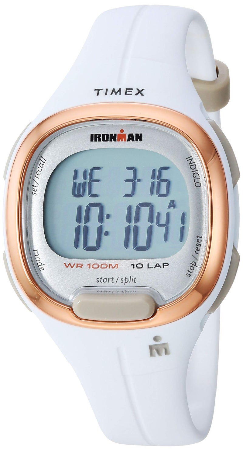 Timex Women's Ironman Triathlon Transit 33mm Resin Strap Watch â€“ Rose Gold Top-Ring & White Resin Strap - Image 1