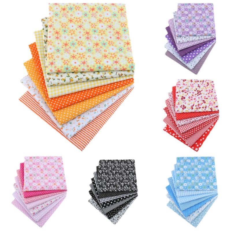YSSZAM 7Pcs Top Purple Cotton Craft Fabric Bundle Squares Patchwork DIY Sewing Scrapbooking Quilting Floral Dot Pattern Craft and Hobby Fabric 10" x 10" (25cm x 25cm) - Image 5