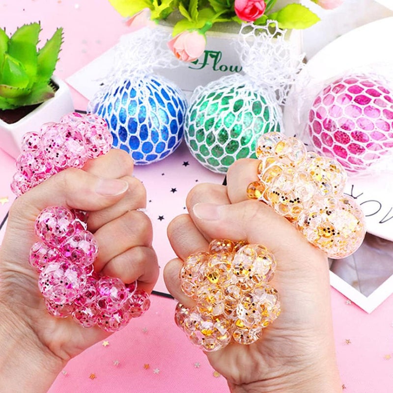 klarako 1pcs Squeeze Fidget Toy with Mesh Net Stress Reliever Colorful Bead Stress Relief Squeeze Ball for Birthday Gifts Boys & Girls Calming, Anxiety Relief, ADHD, ADD - Image 3