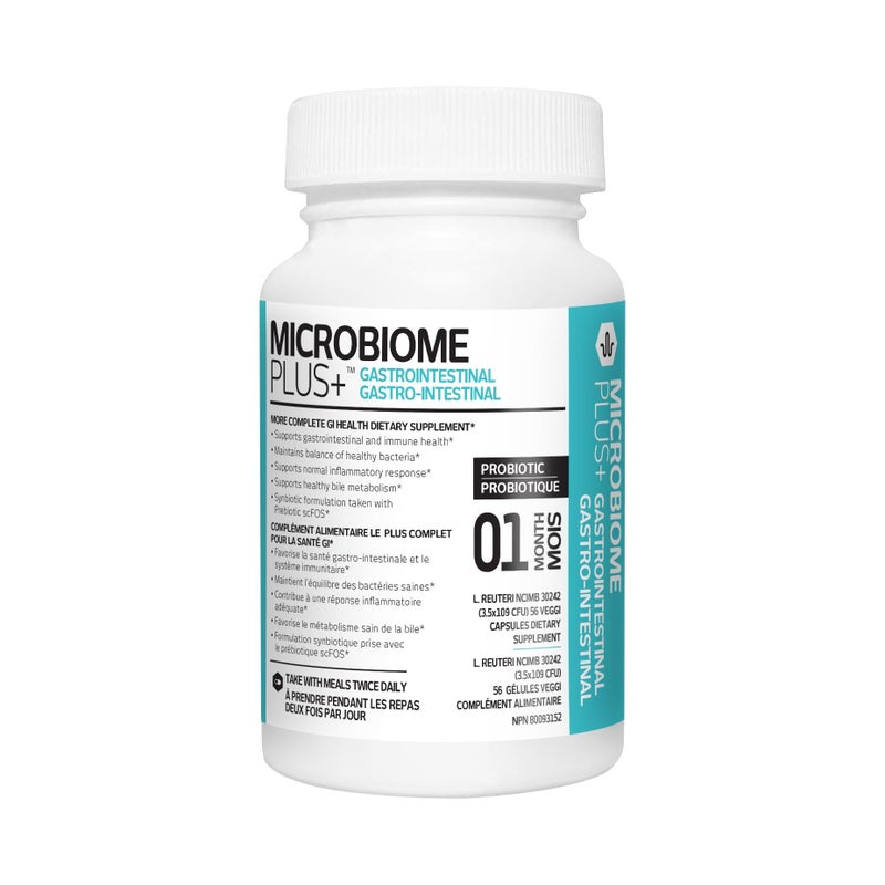 Microbiome Plus Gastrointestinal Probiotics L Reuteri NCIMB 30242 GI Digestive Supplements Capsule Allergy Safe Gluten Free for Men and Women 1 Month Supply