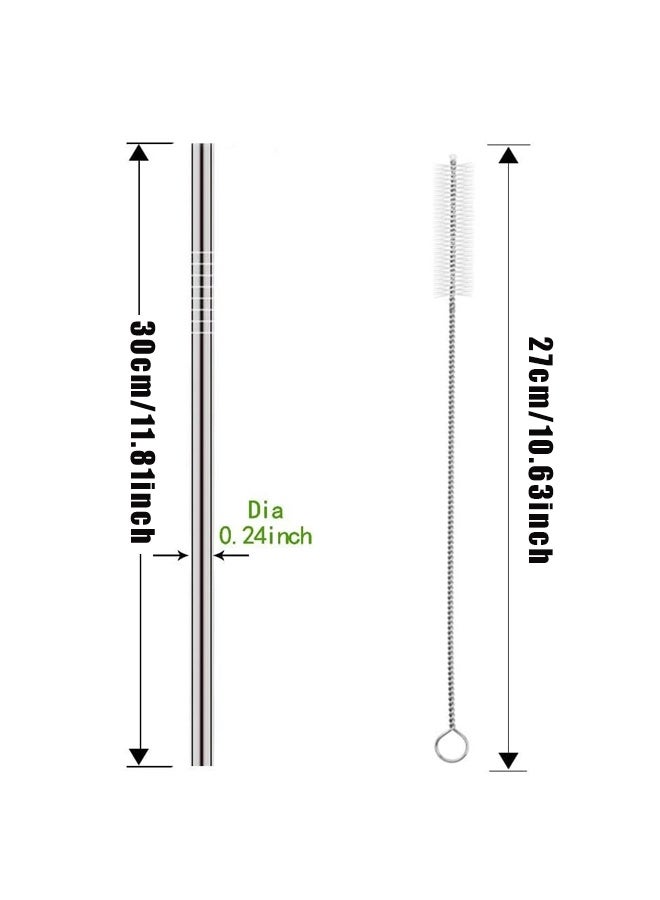 10PCS Reusable Stainless Steel Drinking Straws with Brushes, Silver for Coffee Juice Tumblers Cups - Image 2