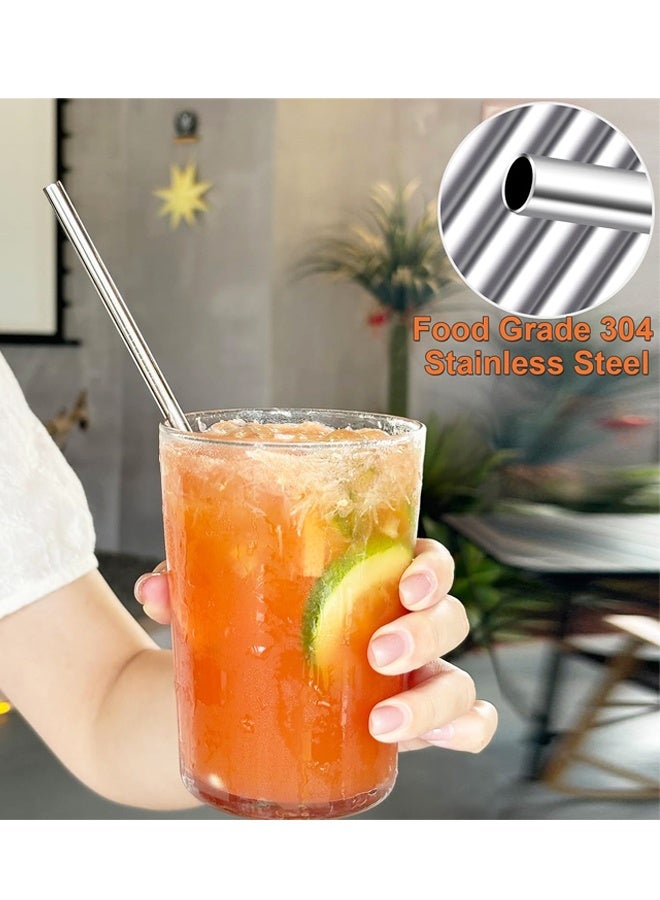 10PCS Reusable Stainless Steel Drinking Straws with Brushes, Silver for Coffee Juice Tumblers Cups - Image 5