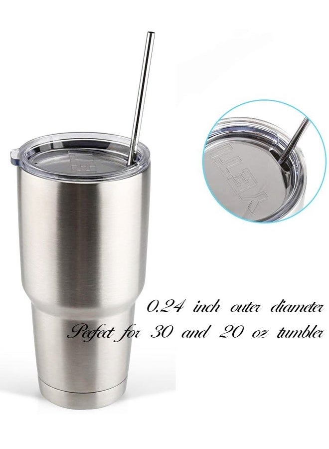 10PCS Reusable Stainless Steel Drinking Straws with Brushes, Silver for Coffee Juice Tumblers Cups - Image 3