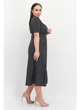 French Connection Women Polka Dots Surplice Neckline Midi Dress, Black  - Image 4