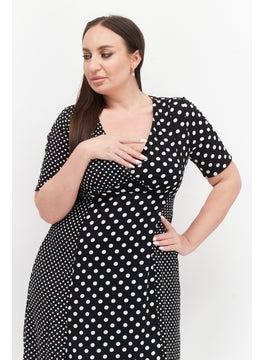 French Connection Women Polka Dots Surplice Neckline Midi Dress, Black  - Image 2