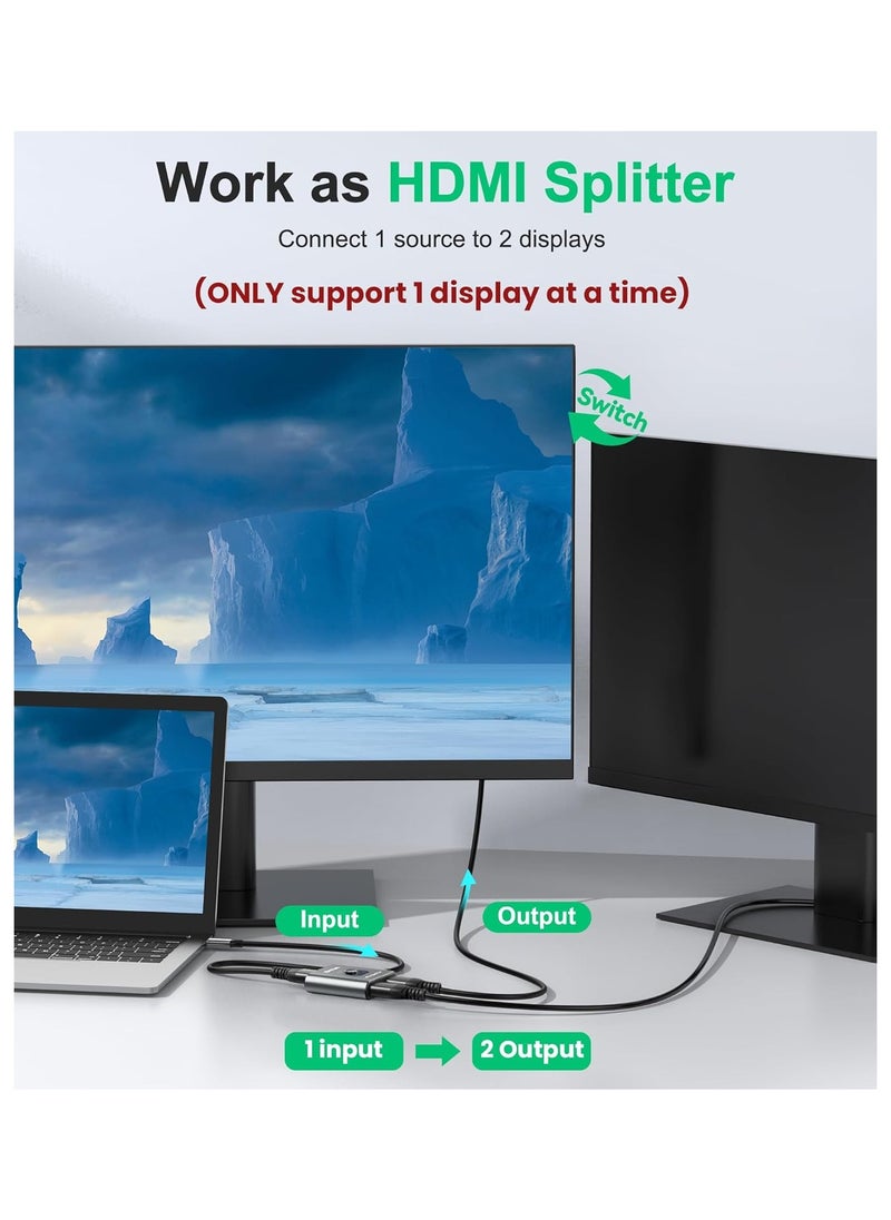 ELIKLIV - HDMI Splitter, 4K HDMI Switch 2 in 1 Out or 1 in 2 Out, Aluminum HDMI Switcher for TV/PC/Laptop/DVD/PS4/PS3/Xbox 360/Xbox One/TV Stick/Game Box/Blu-ray Player/Projector - Image 1