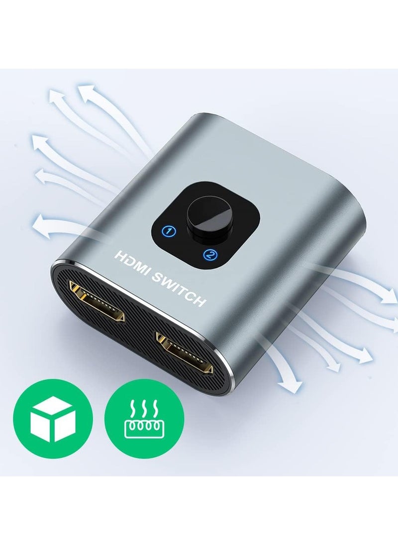 ELIKLIV - HDMI Splitter, 4K HDMI Switch 2 in 1 Out or 1 in 2 Out, Aluminum HDMI Switcher for TV/PC/Laptop/DVD/PS4/PS3/Xbox 360/Xbox One/TV Stick/Game Box/Blu-ray Player/Projector - Image 1