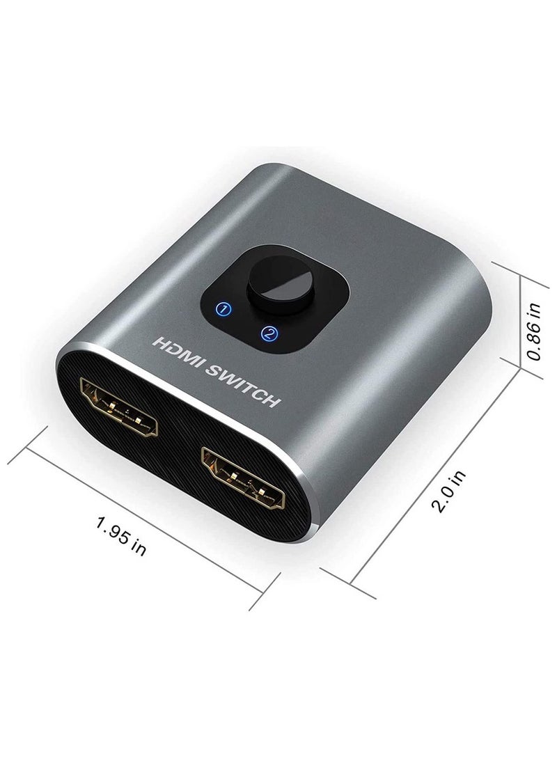 ELIKLIV - HDMI Splitter, 4K HDMI Switch 2 in 1 Out or 1 in 2 Out, Aluminum HDMI Switcher for TV/PC/Laptop/DVD/PS4/PS3/Xbox 360/Xbox One/TV Stick/Game Box/Blu-ray Player/Projector - Image 1