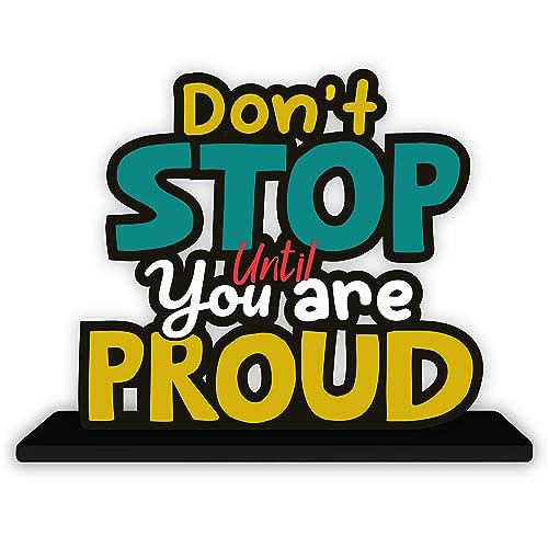 Artvibes Wooden Idols and Figurine Don't Stop Until You are Proud Positive Quotes Table Decor for Office Desk Alphabet Showpiece | Home Decoration | Living Room | Modern Gifting Item (Sp_1146) - Image 2