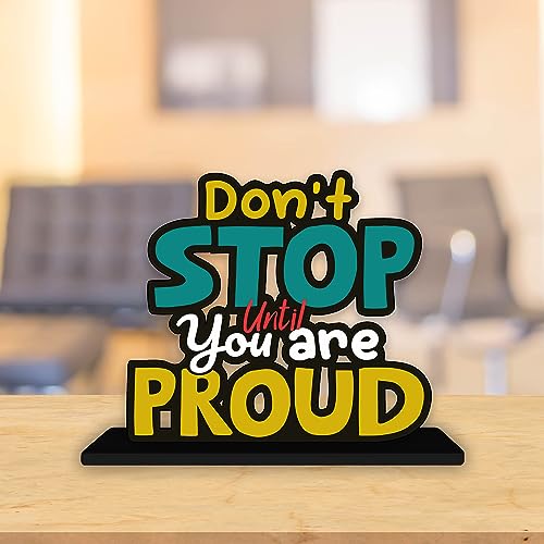 Artvibes Wooden Idols and Figurine Don't Stop Until You are Proud Positive Quotes Table Decor for Office Desk Alphabet Showpiece | Home Decoration | Living Room | Modern Gifting Item (Sp_1146) - Image 3