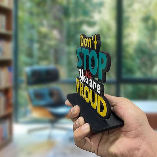Artvibes Wooden Idols and Figurine Don't Stop Until You are Proud Positive Quotes Table Decor for Office Desk Alphabet Showpiece | Home Decoration | Living Room | Modern Gifting Item (Sp_1146) - Image 5