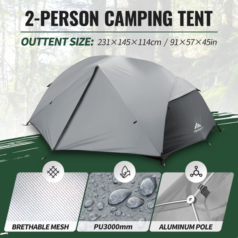 Forceatt Tent for 2 Person is Waterproof and Windproof, Camping Tent for 3 to 4 Seasons,Lightweight Aluminum Pole Backpacking Tent Can be Set Up Quickly,Great for Hikingâ€¦ - Image 2