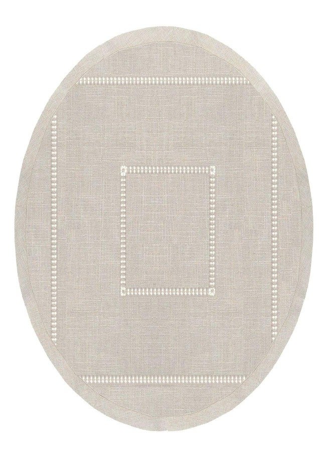 Grelucgo Handmade Double Hemstitch Natural Tablecloth, Round 72 Inch - Image 2