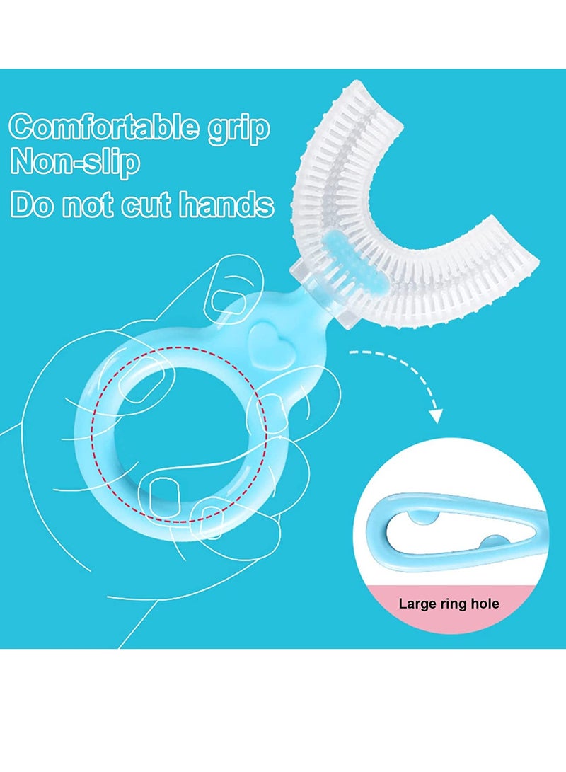 SOLARAE 4PCS Kids U- Shaped Toothbrushes with Food Grade Soft Silicone Brush Head and Non-Slip Handle, 360° Oral Teeth Cleaning Design for Toddlers and Children 2-12 Years Manual Training Tooth Brush - Image 5