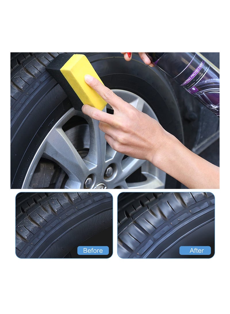Car Tire Cleaning Sponge Set - 5 Professional Wheel Wash Applicators for Easy Tire Dressing and Corner Cleaning - Curved Design for Effective Car Care and Maintenance. - Image 4