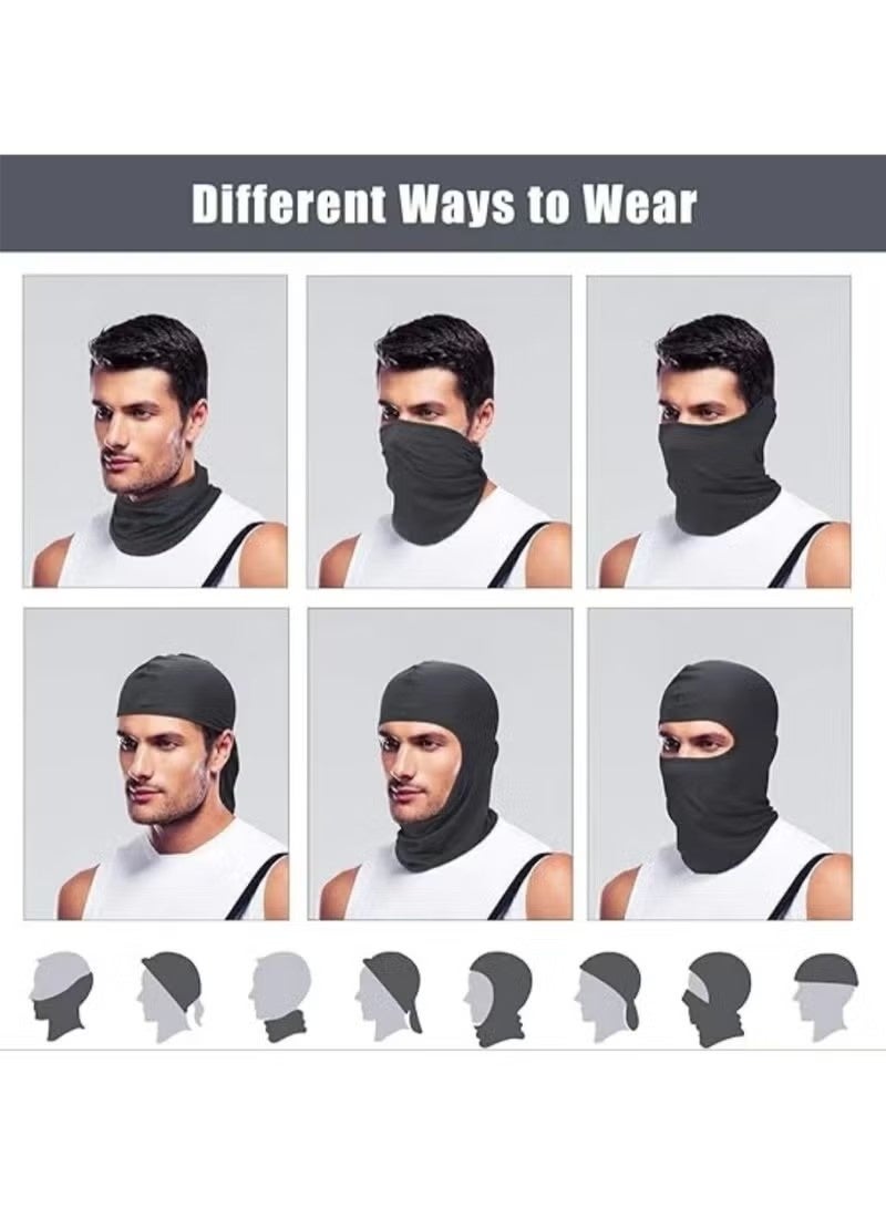 2Pcs Balaclava Face Mask UV Protection Ice Silk for Men Women Sun Hood Cycling, Climing, Running (Black+Grey) - Image 5