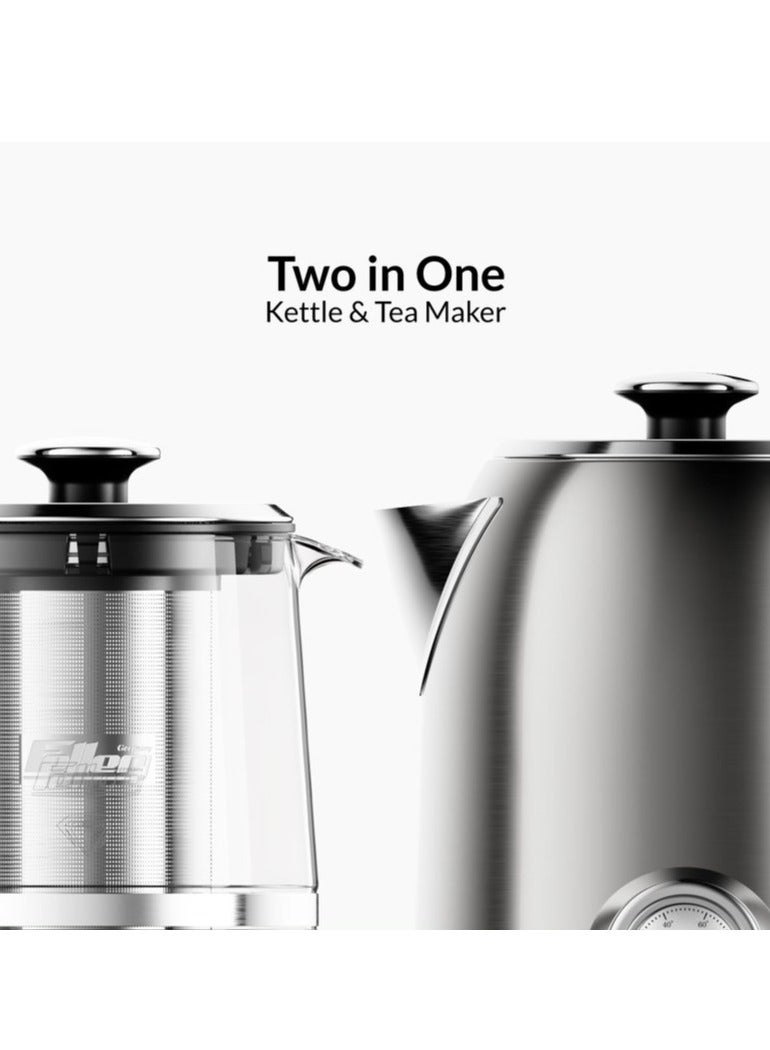 Feller Germany 2200 W 2-in-1 Retro Teamaker/Coffee Maker +1.7L Stainless Steel Electric Kettle with Strix, Adjustable Touch Teapot Temp+LED Display, TS490, (Stainless Steel) - Image 2